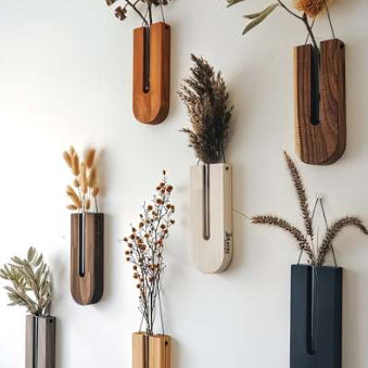 Wooden Wall Hanging Planter Vase