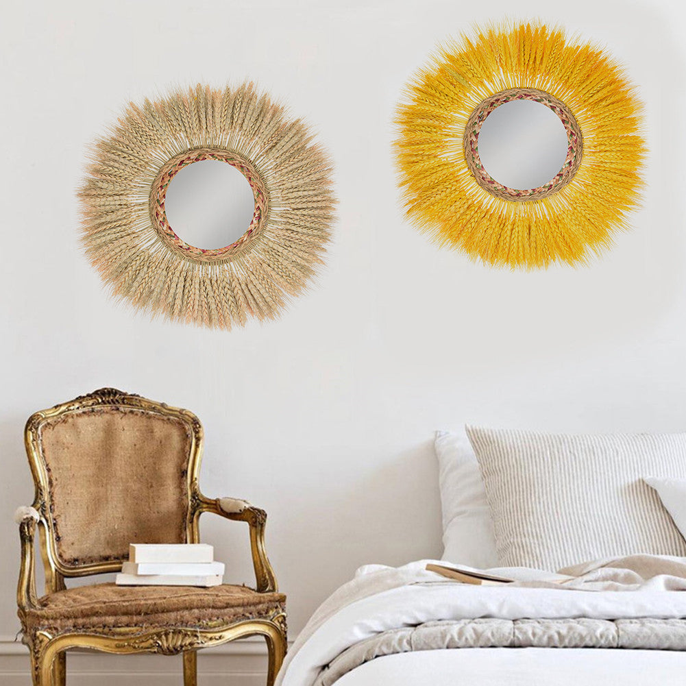 Rattan Wall Hanging Mirror Decoration