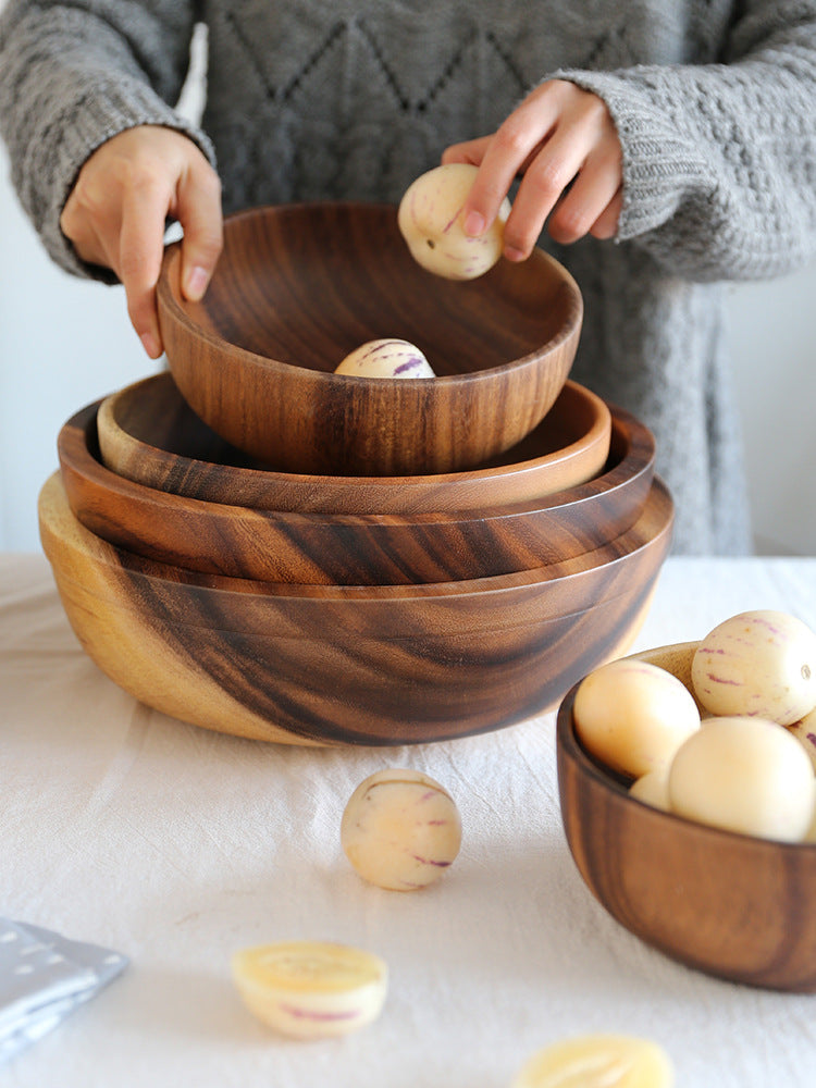 Natural Wooden Fruit Bowl