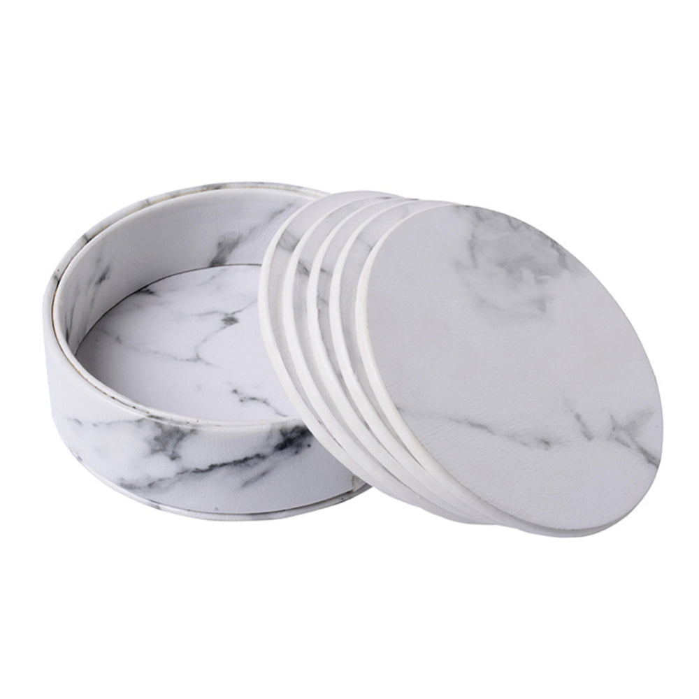Marble Pattern Leather Coaster