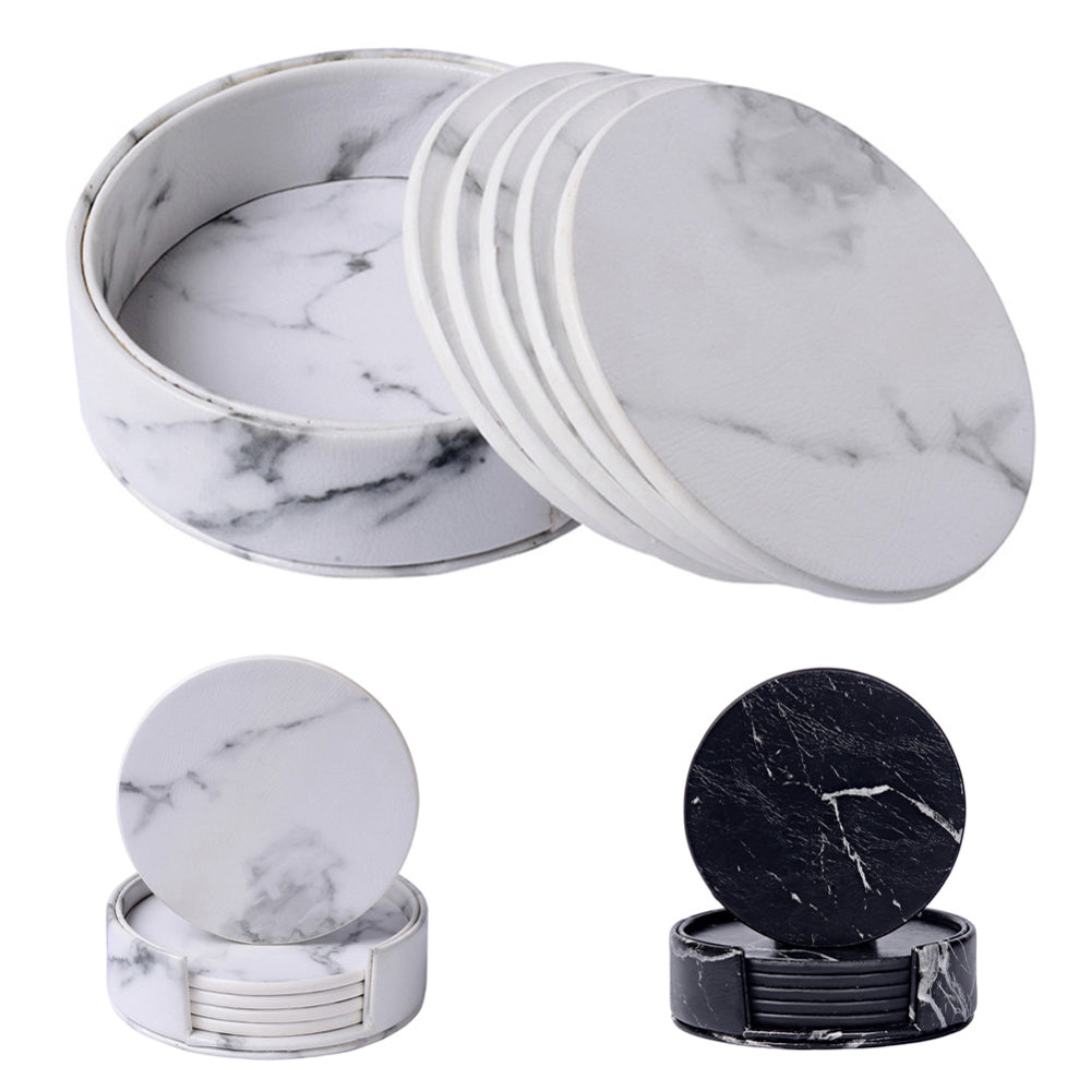 Marble Pattern Leather Coaster